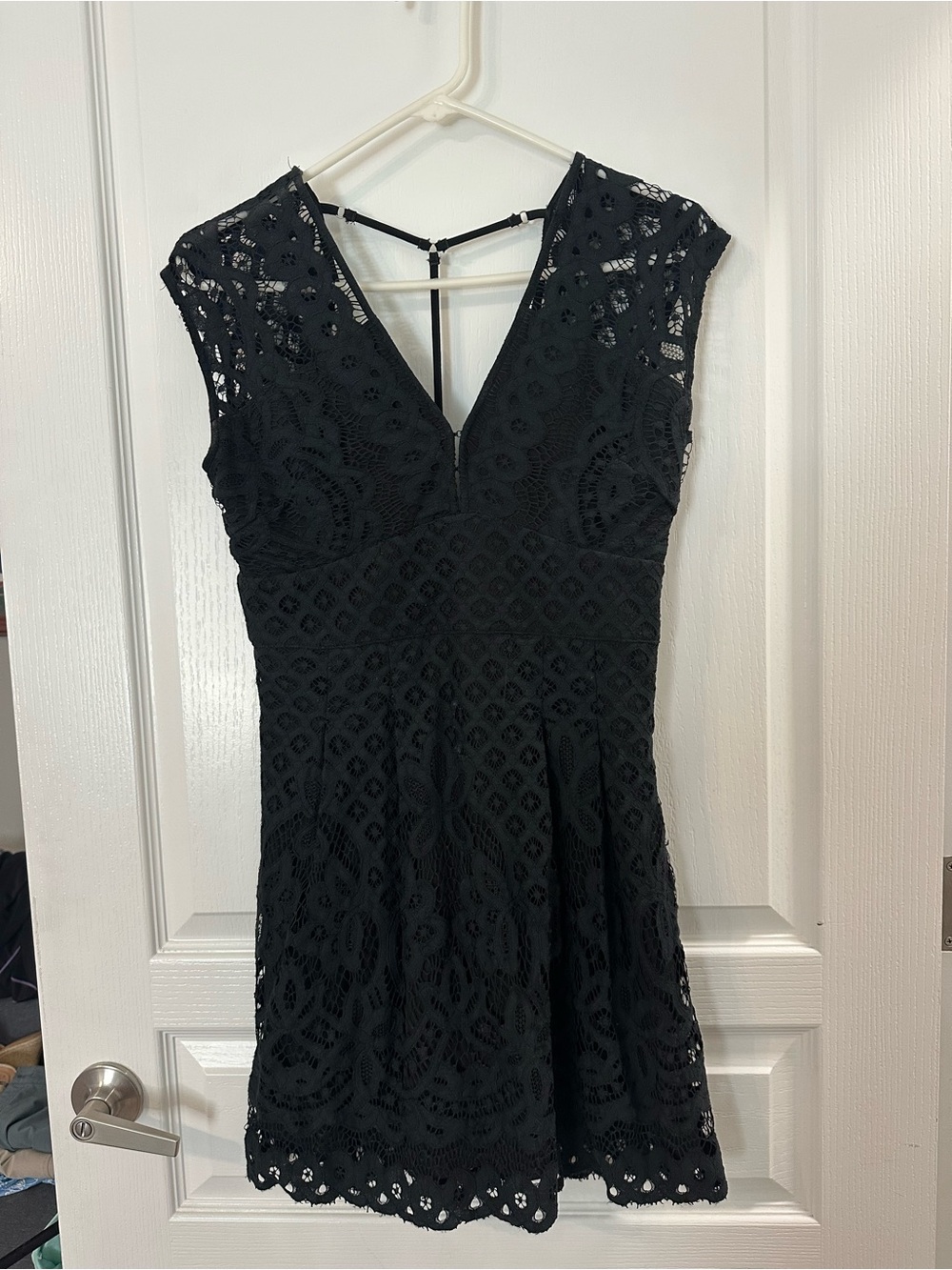 entro Black Lace Mini Dress with V-Neck